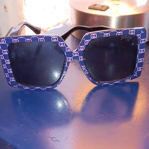Gucci Navy Patterned Square Sunglasses